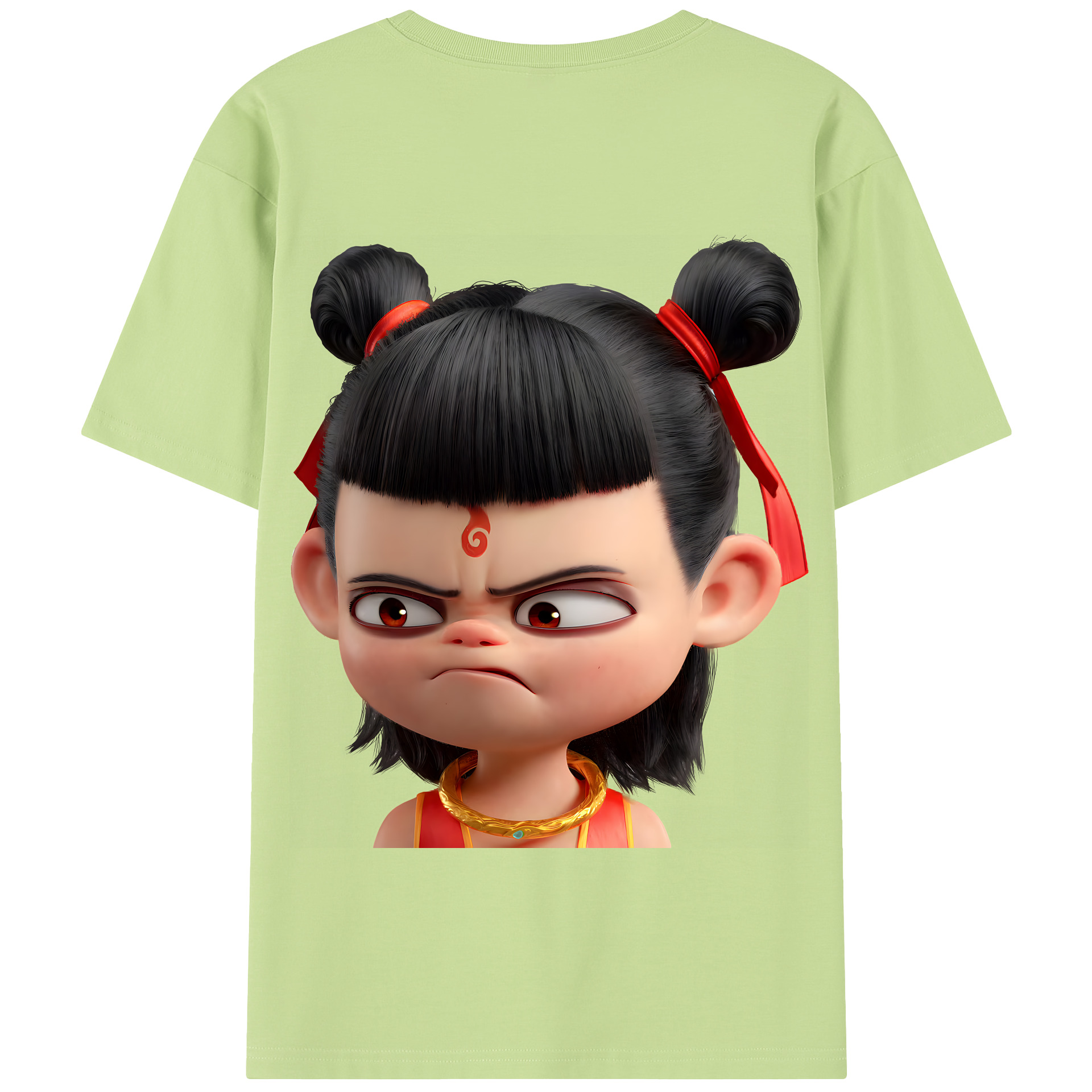 （画像用） Ne Zha 2 ナタ 魔童の大暴れ 綿100％半袖Tシャツ（背面プリント）